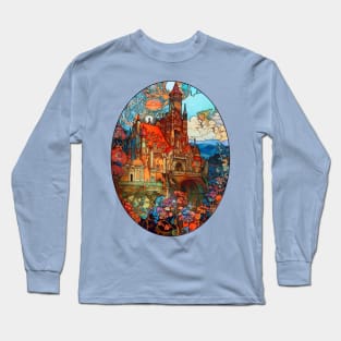 Architectural Fantasy Art Nouveau Storybook Castle Long Sleeve T-Shirt